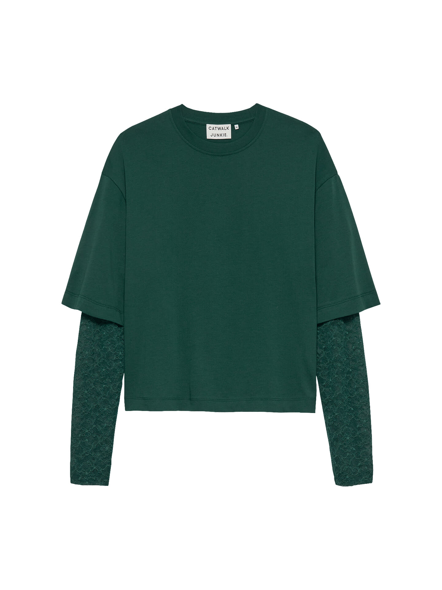 Catwalk Junkie Top with lace sleeves Loose fit Groen