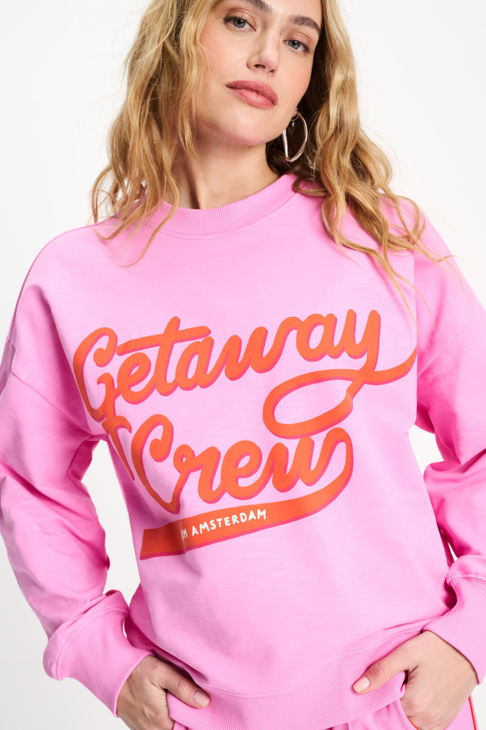 Pom Amsterdam Sweater Getaway Crew Roze