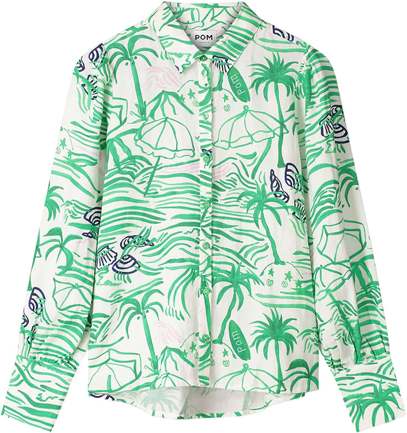 Pom Amsterdam Blouse Beach Vibes Linnen Groen