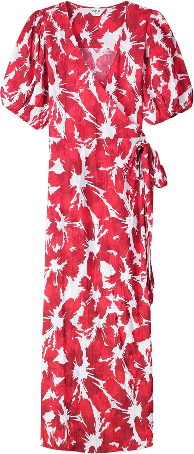 Pom Amsterdam Jurk Crinkle Bubble Bloom Rood