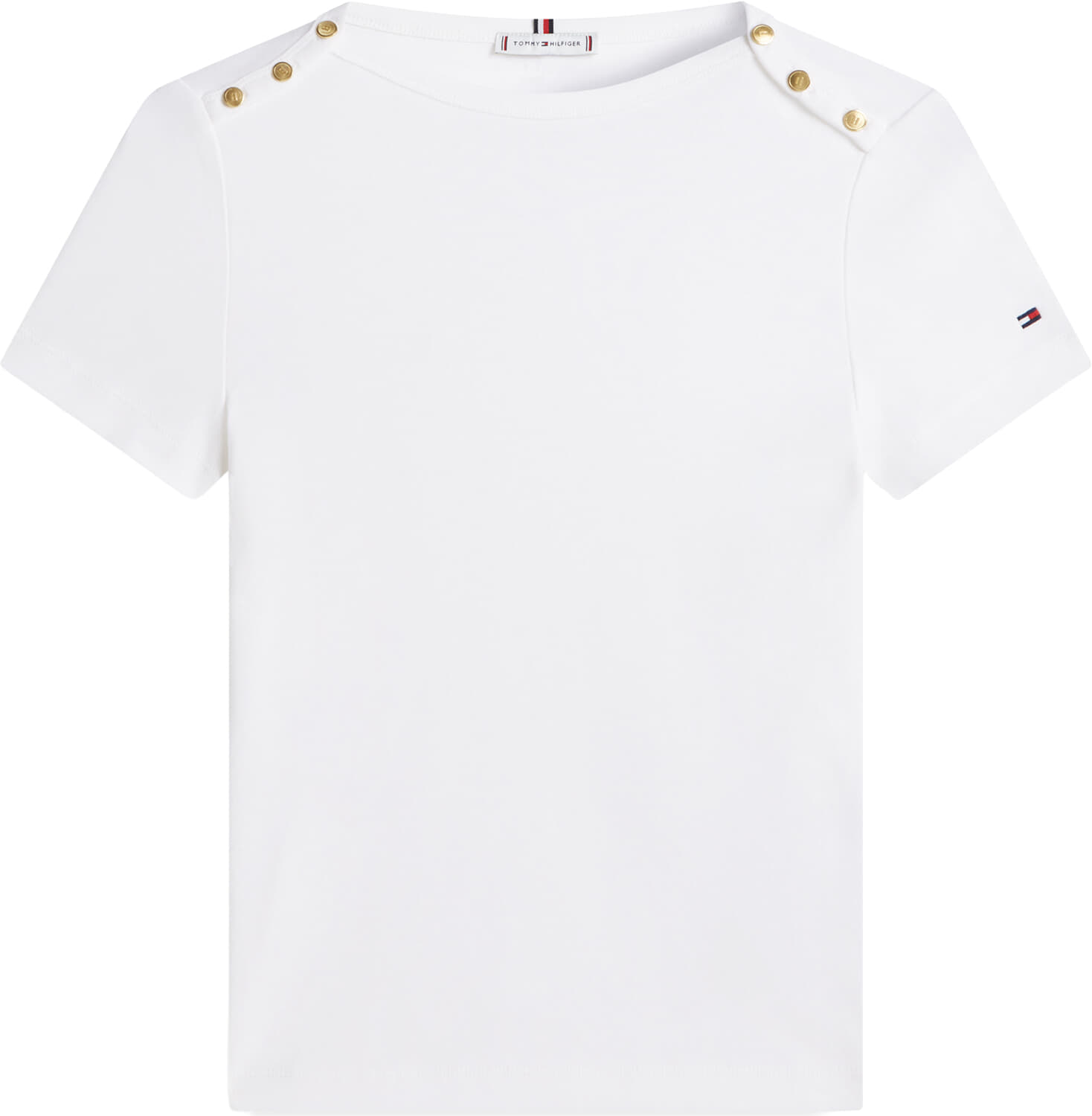 Tommy Hilfiger T-shirt Gold Button Slimfit Off White