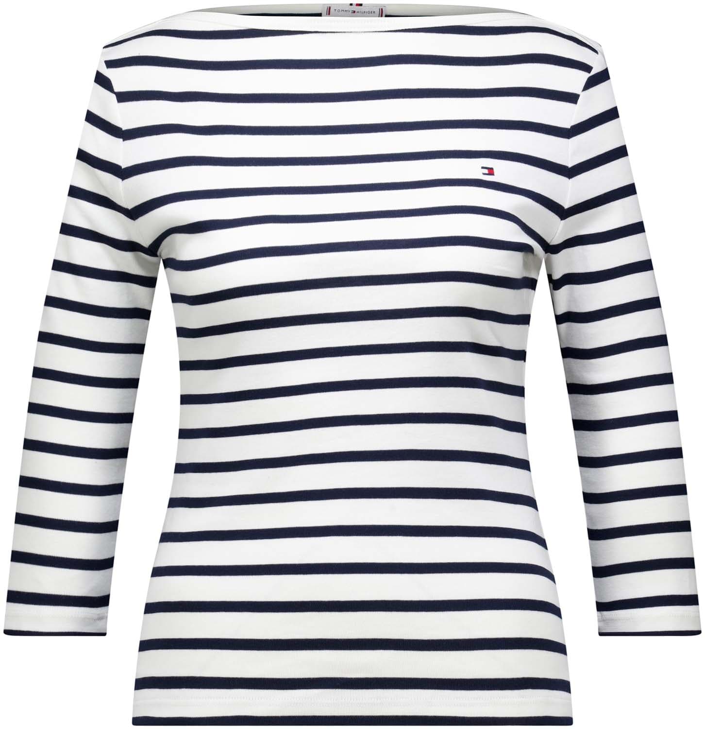 Tommy Hilfiger T Shirt Slim boat neck Blauw