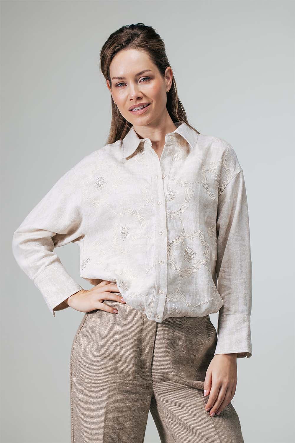 Label Dot Blouse Annemart Beige