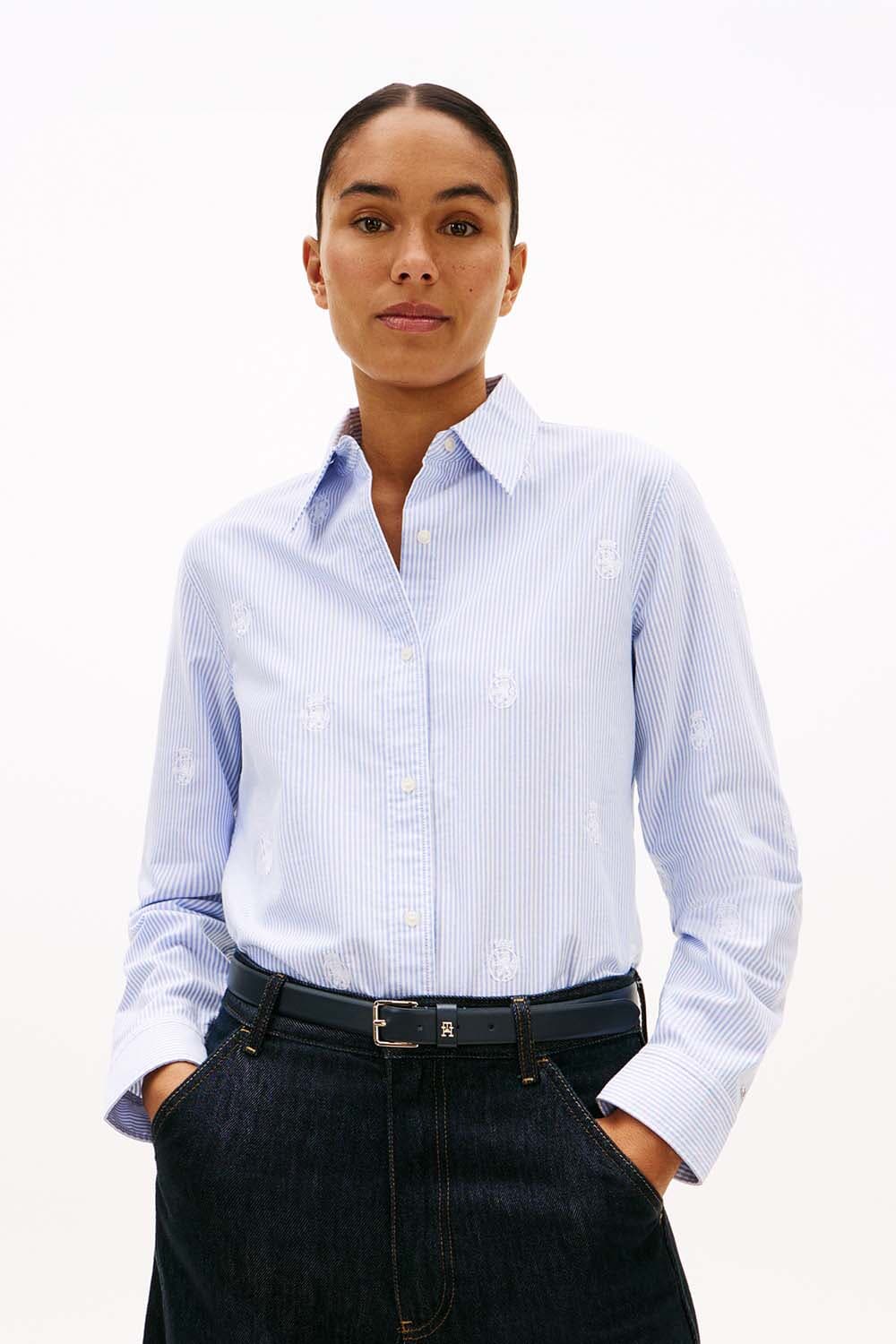 Tommy Hilfiger Blouse Oxford aop relaxed Hemelsblauw