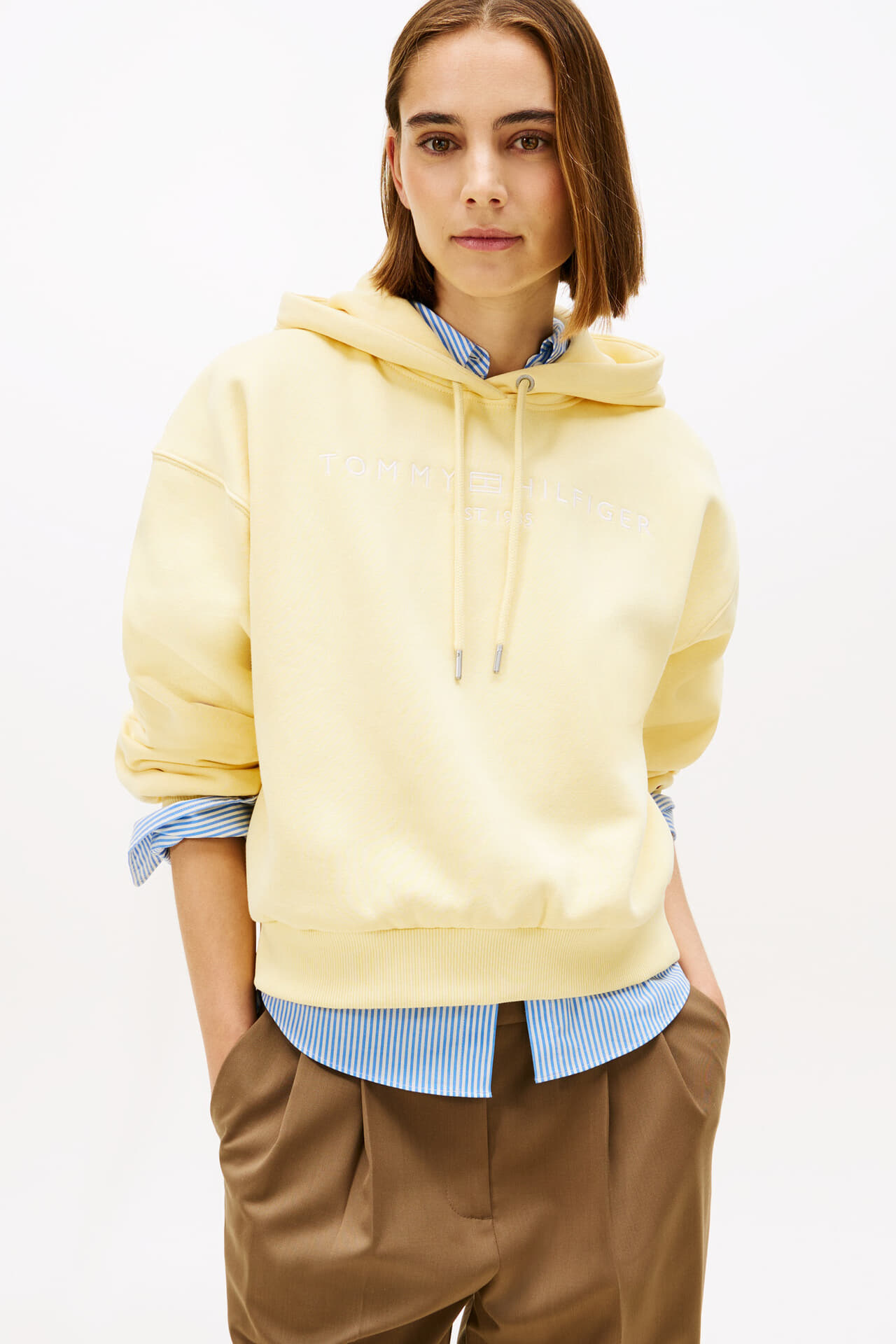 Tommy Hilfiger Hoodie Corp logo Geel