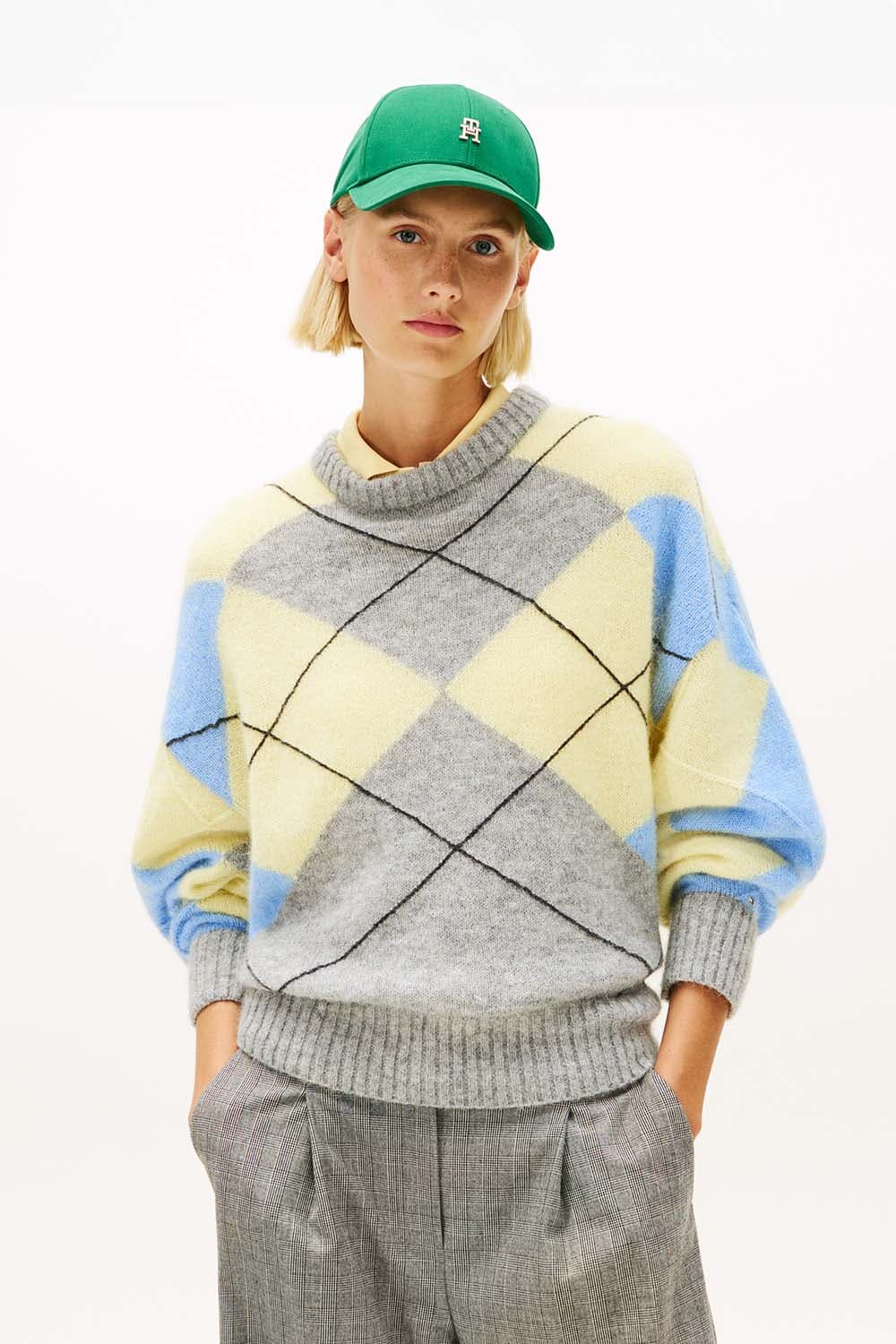 Tommy Hilfiger Trui Alpaca blend Argyle Grijs