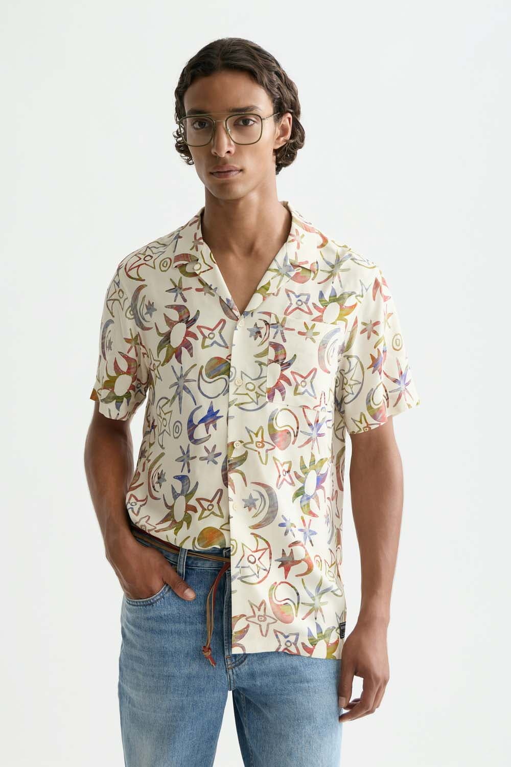 Scotch & Soda Overhemd Printed  Wit