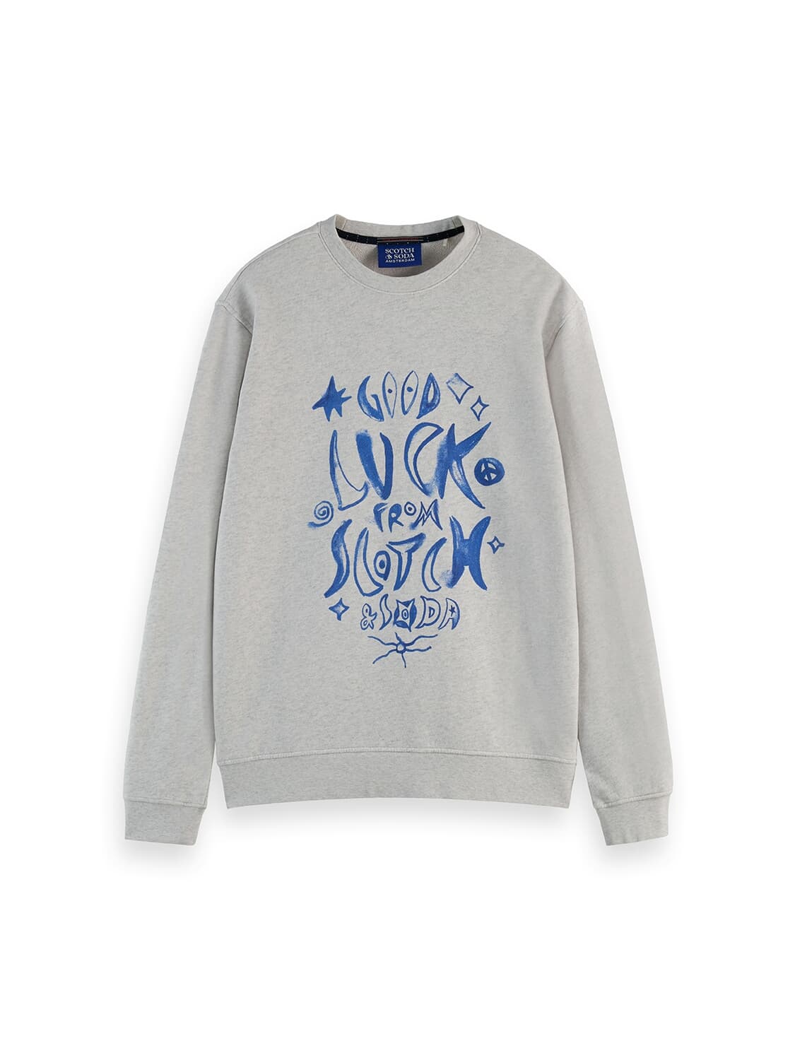 Scotch & Soda Sweater Washed denim graphic Grijs