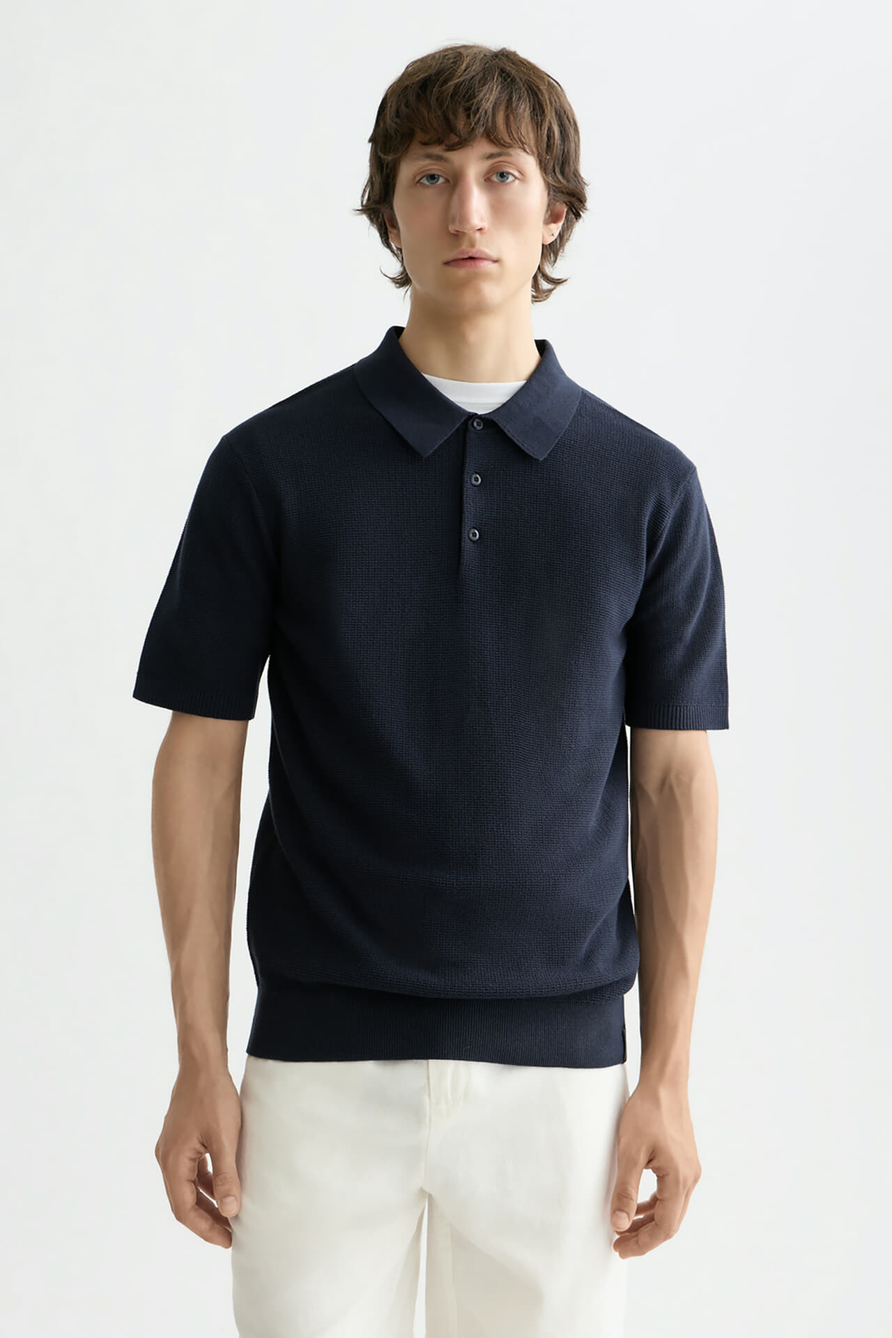 Scotch & Soda Polo Core Structured knitted regular fit Navy