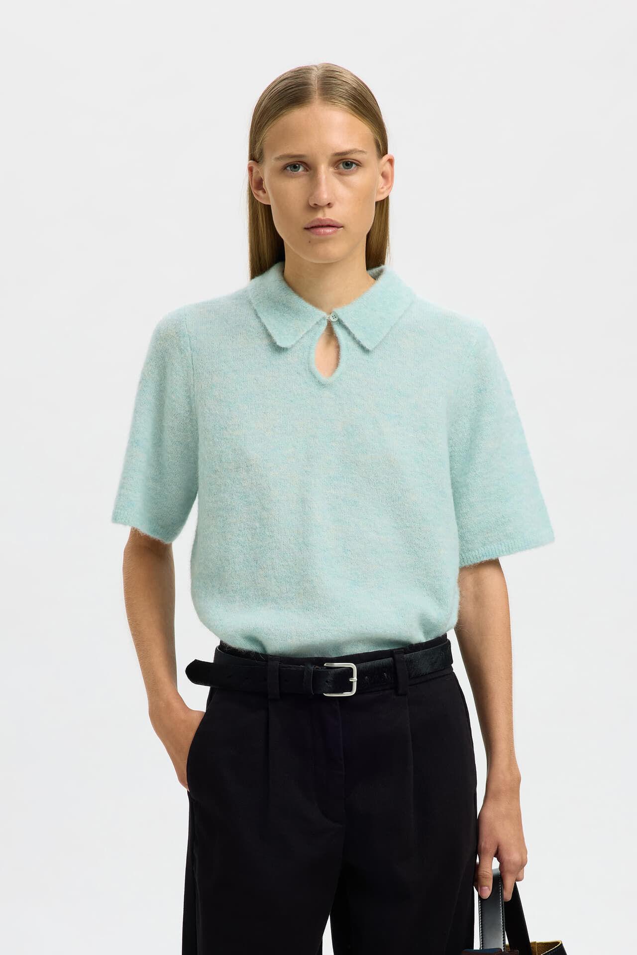 Selected Femme Polotrui Sia korte mouw  Blauw