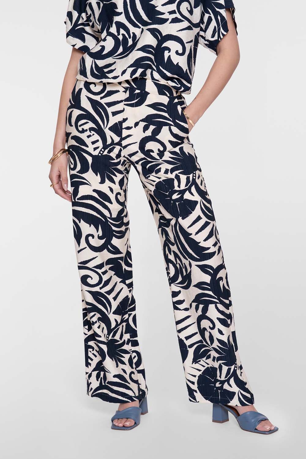Geisha Pantalon Naive flower Navy