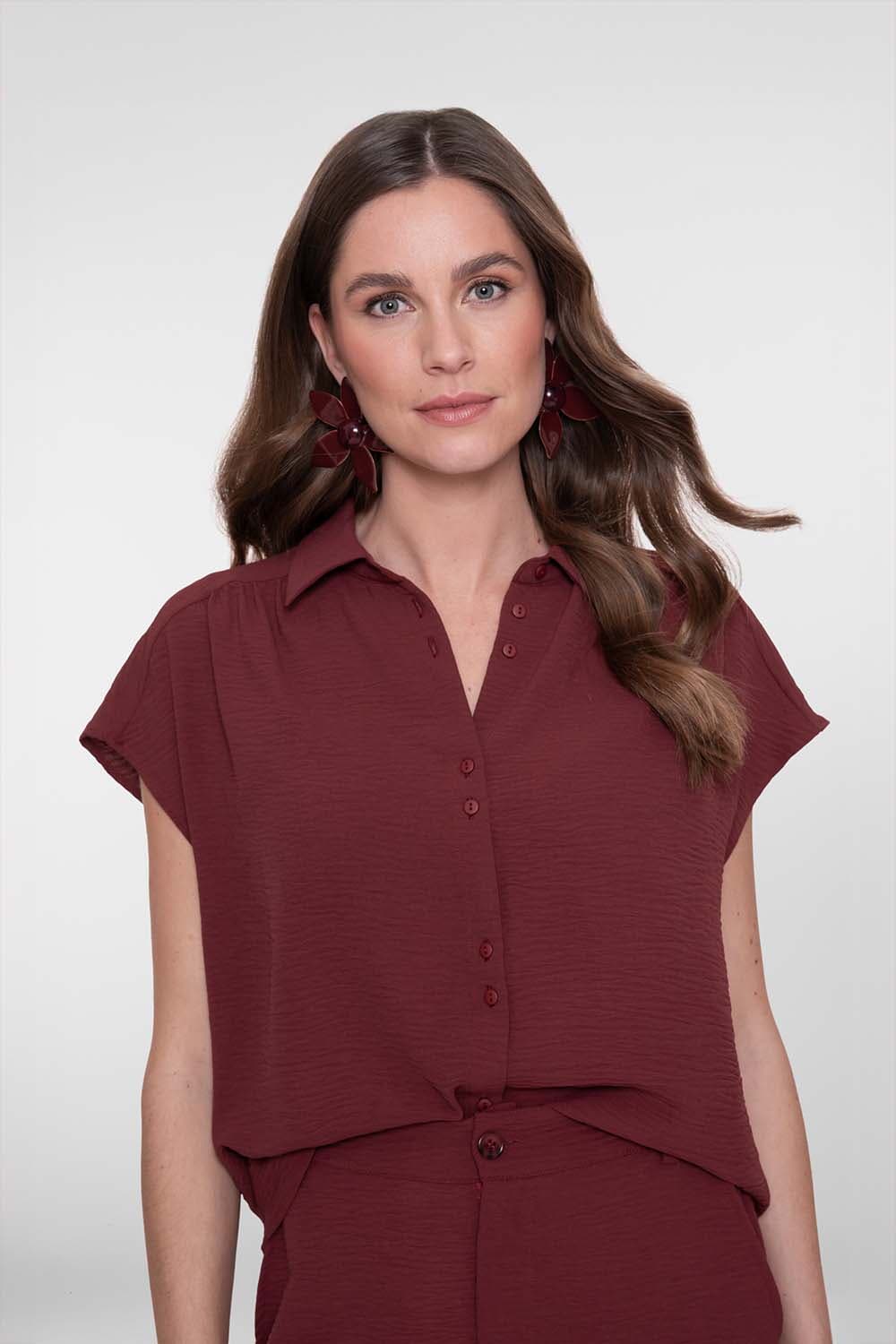 Geisha Blouse crinckle Rood