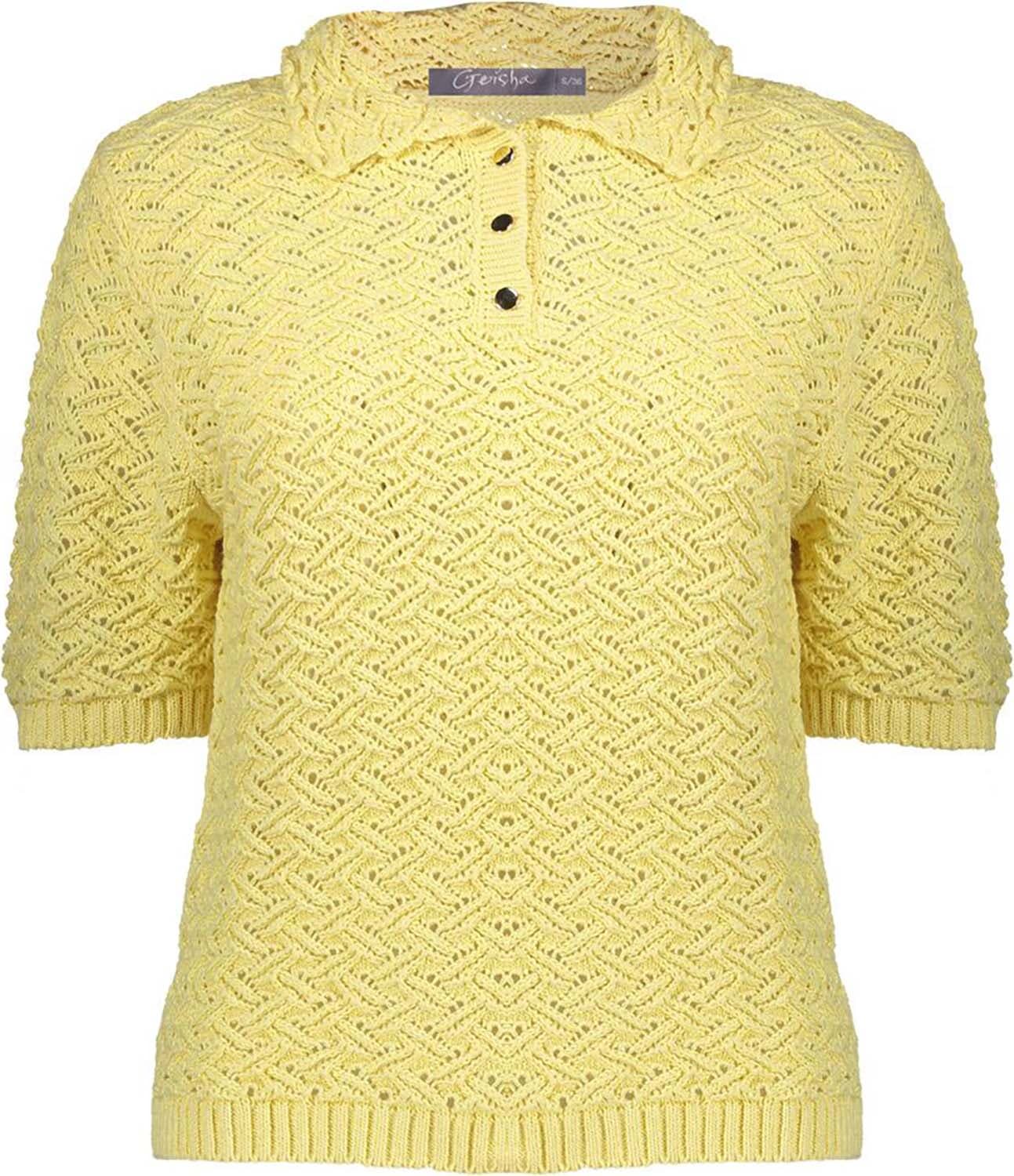 Geisha Pullover Polo buttons Geel