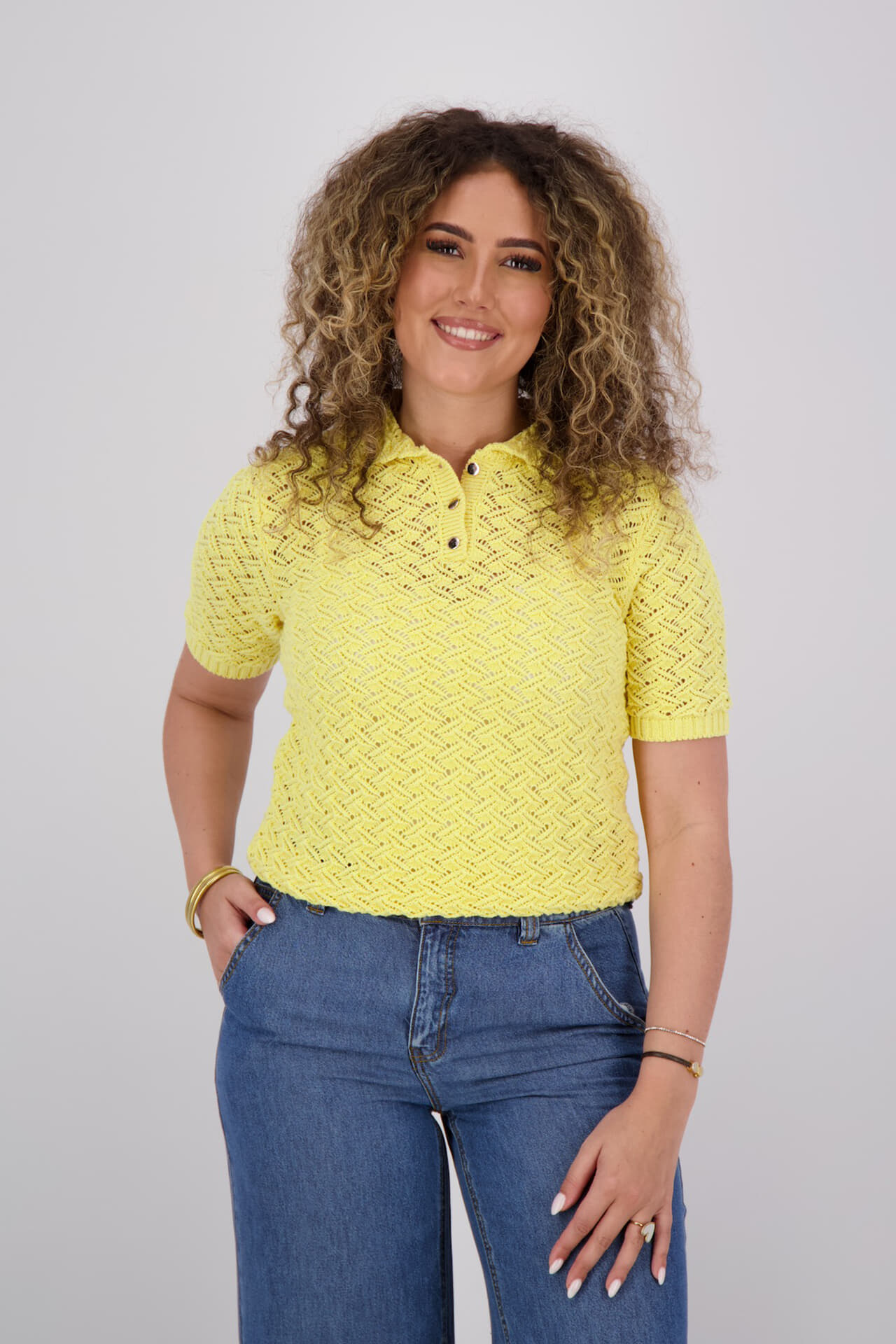 Geisha Pullover Polo  Geel