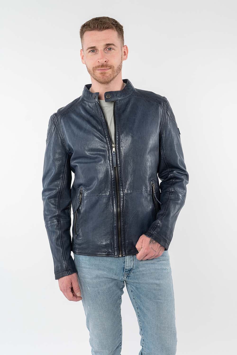 Mauritius Leren Jas Baydo Blauw