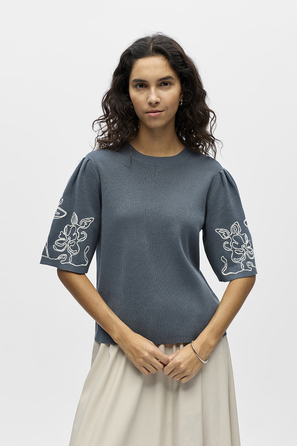 Object Gebreide Pullover Flora Petrol