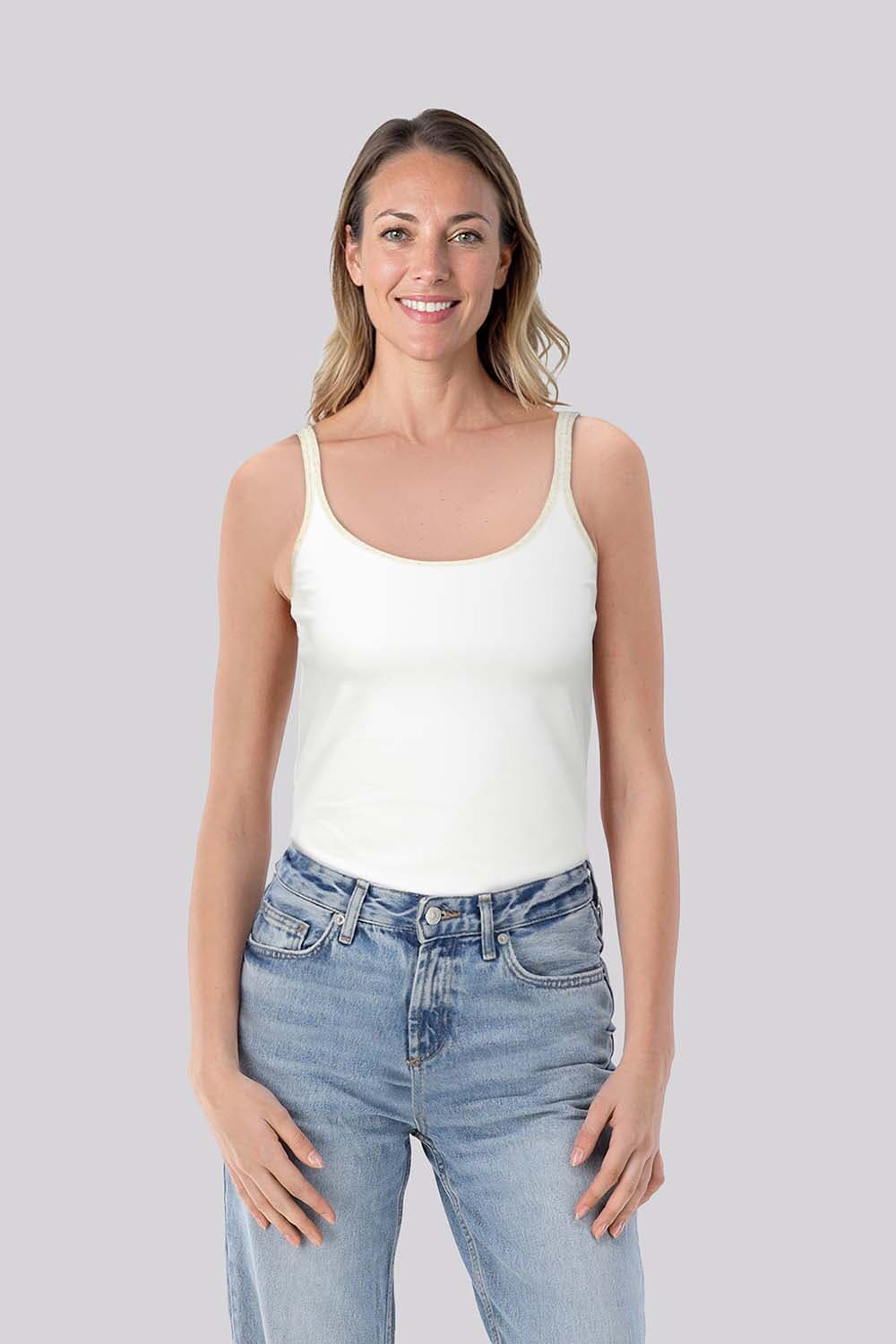 Bomont Top Lurex Strap Off White