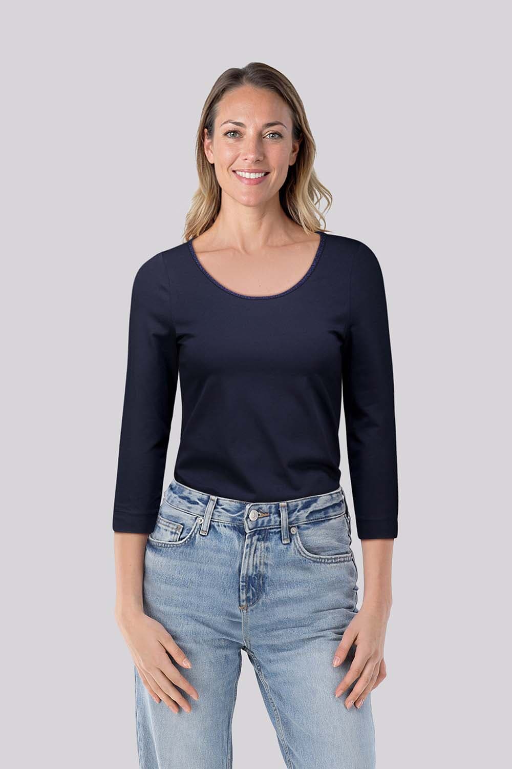 Bomont Top 3/4 Mouw Ronde Hals Navy