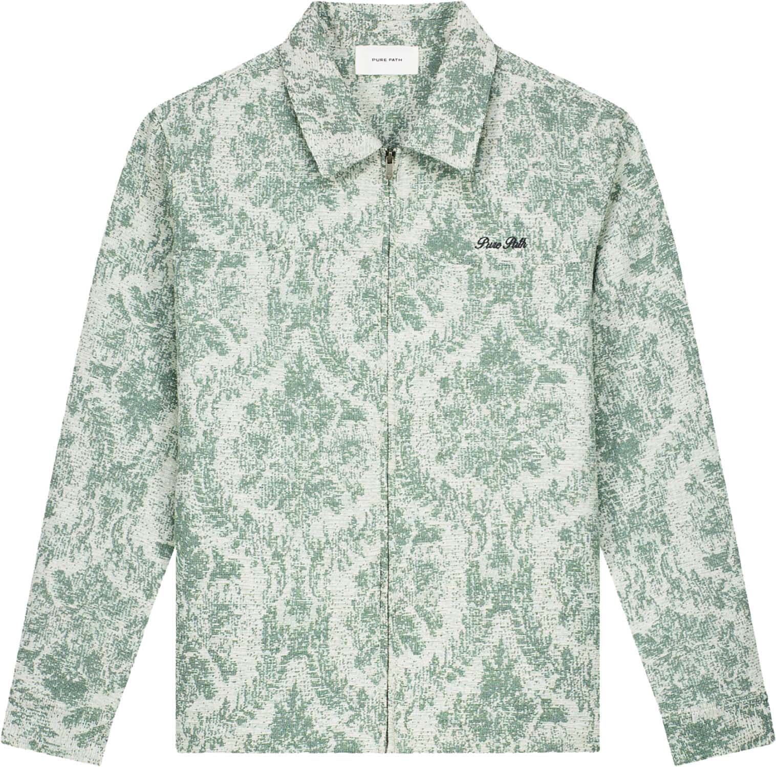 Pure Path Overshirt Flower Zipped  Groen