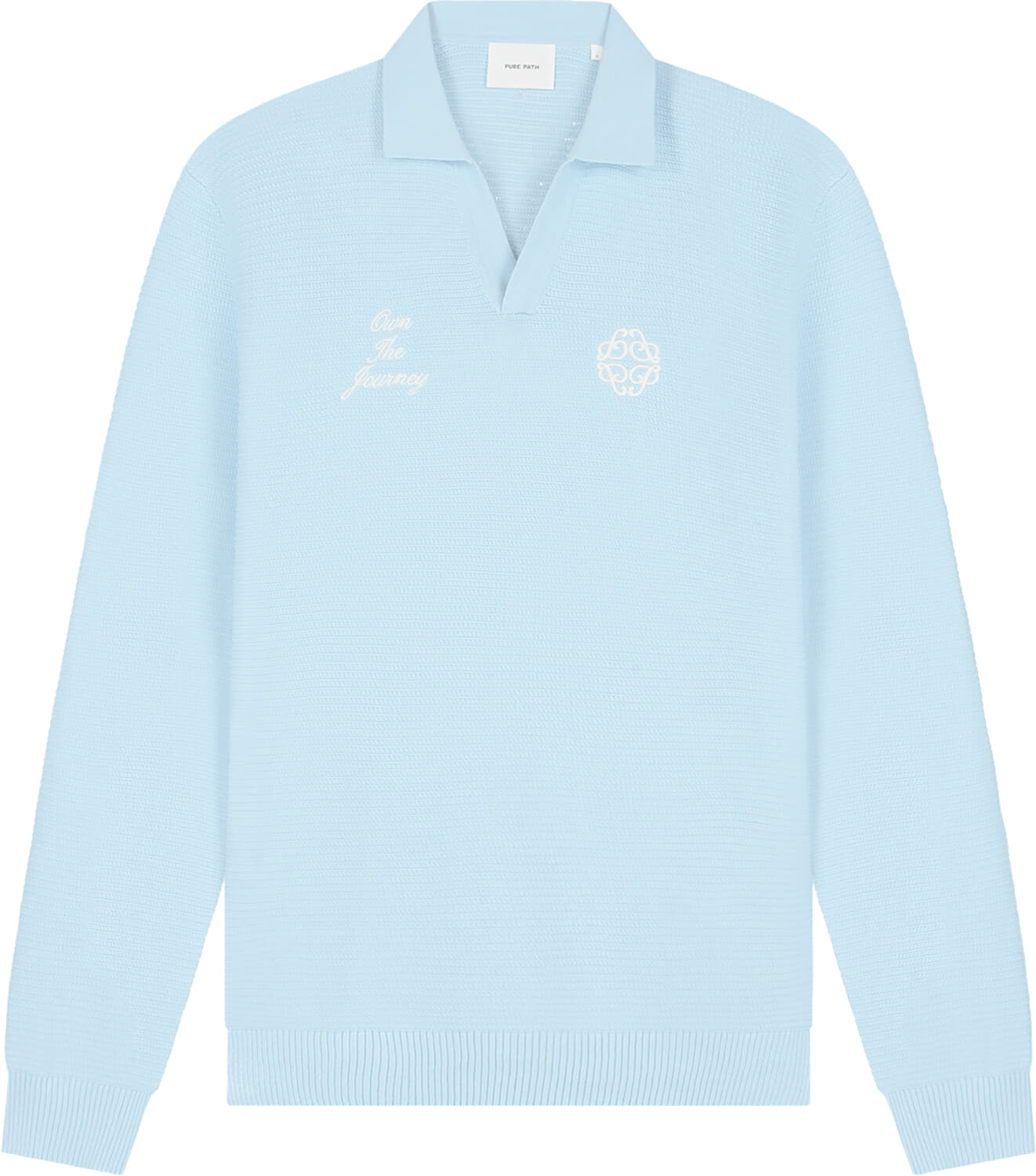 Pure Path Embroidered Structure Knitted Polo Hemelsblauw