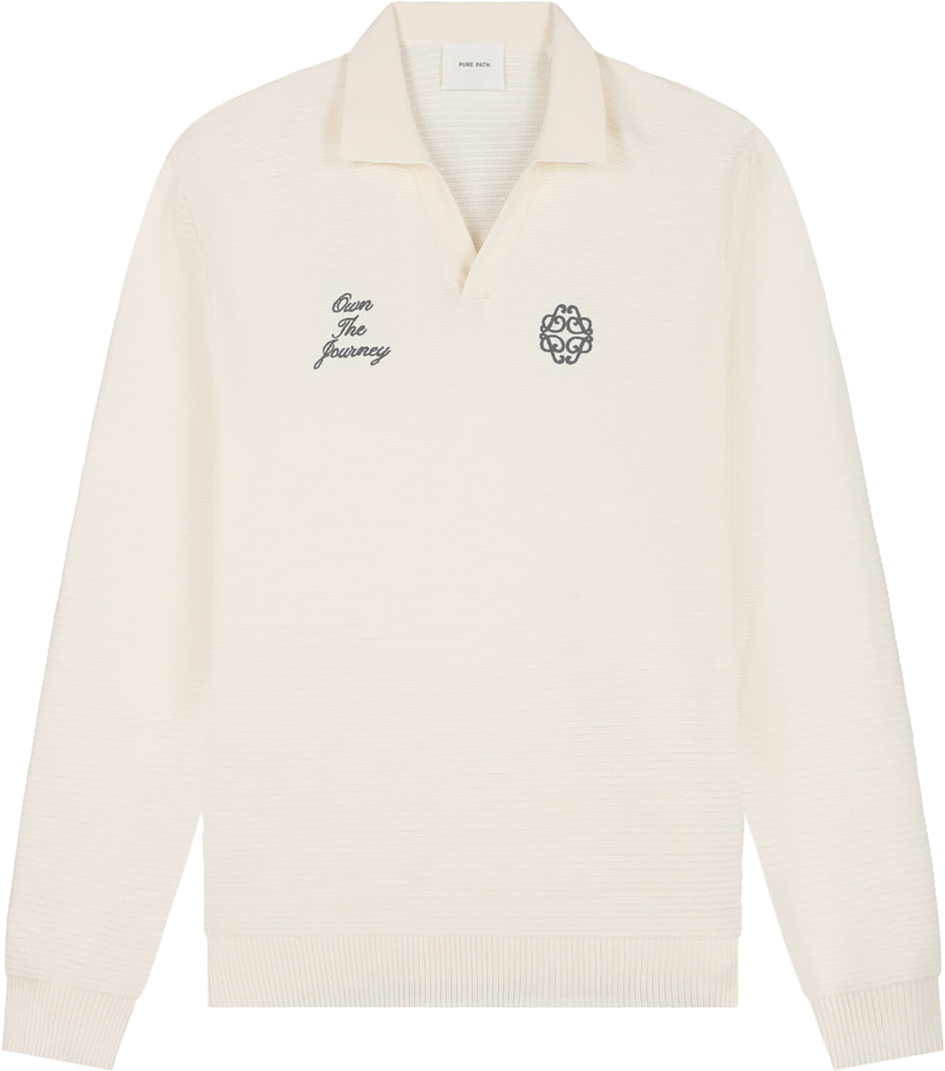 Pure Path Embroidered Structure Knitted Polo Wit