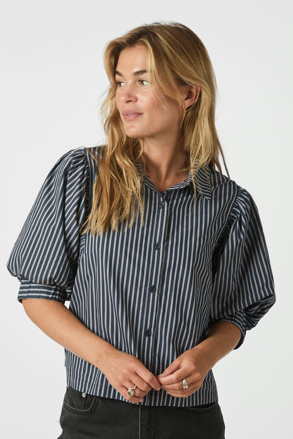 Neo Noir Blouse Etta Stripe Navy