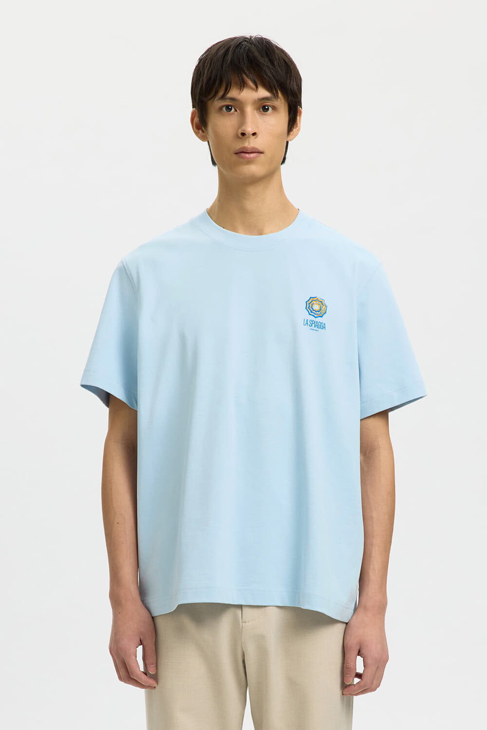 Selected Homme T-shirt Max Graphic Hemelsblauw