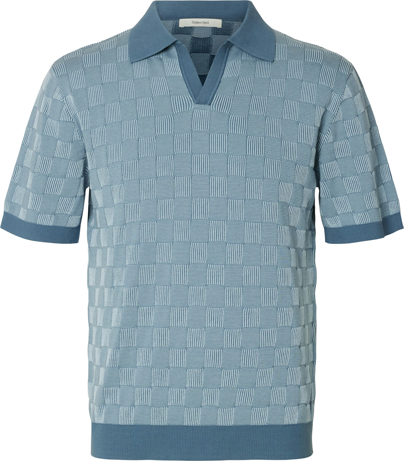 Selected Homme SLHMILAS SS KNIT RELAXED COLOR OPEN Blauw