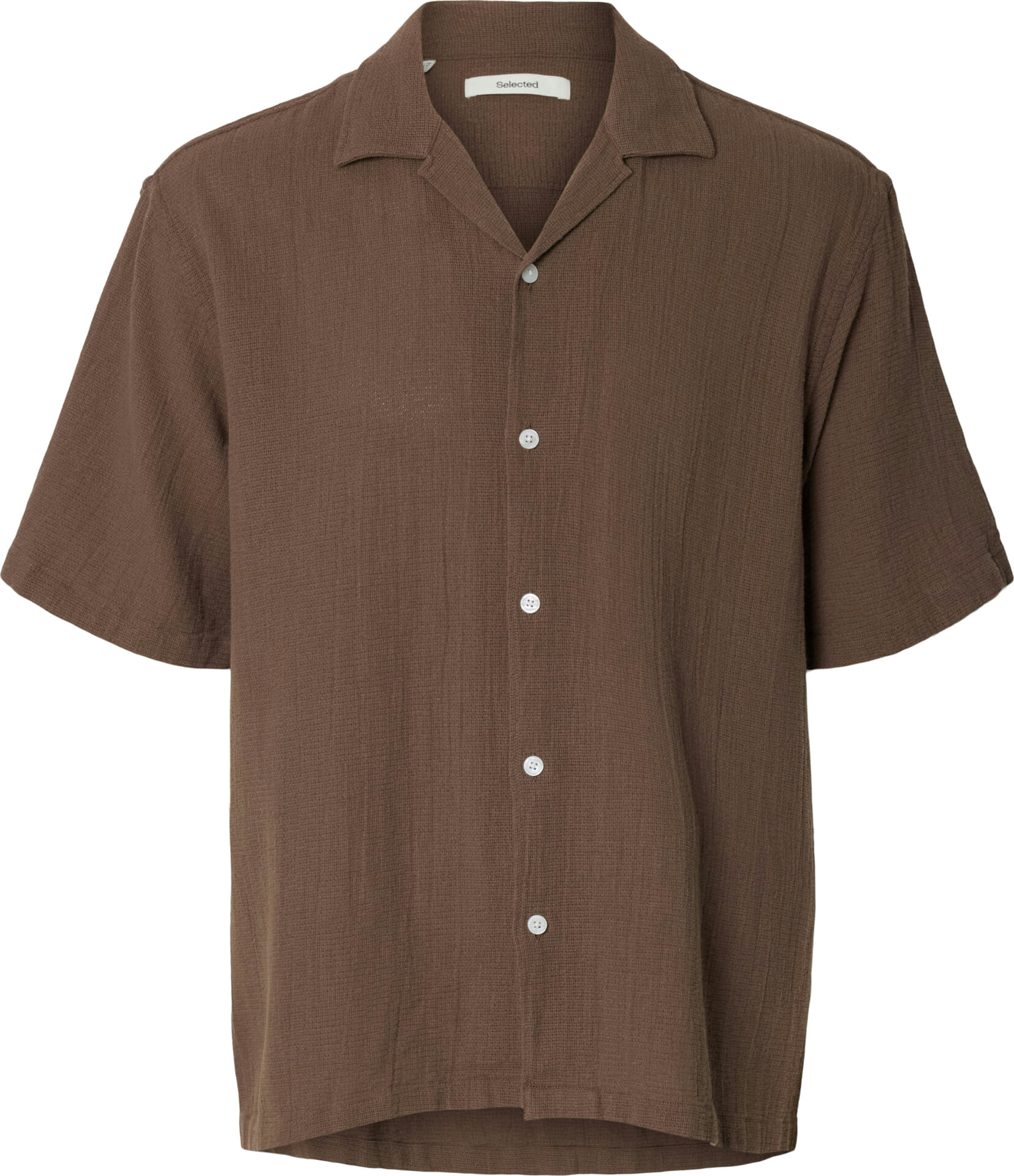 Selected Homme Overhemd SLHRLXCAL SS  Bruin
