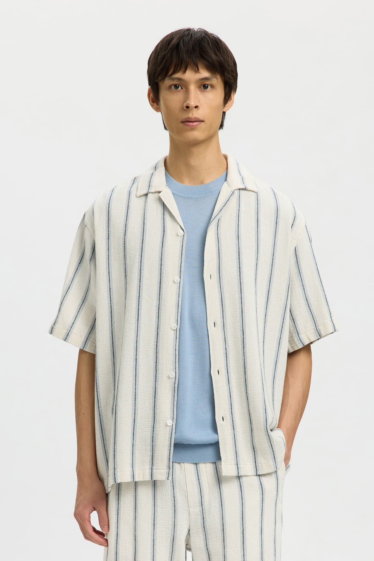 Selected Homme Overhemd SLHRLXCAL SS  Off White