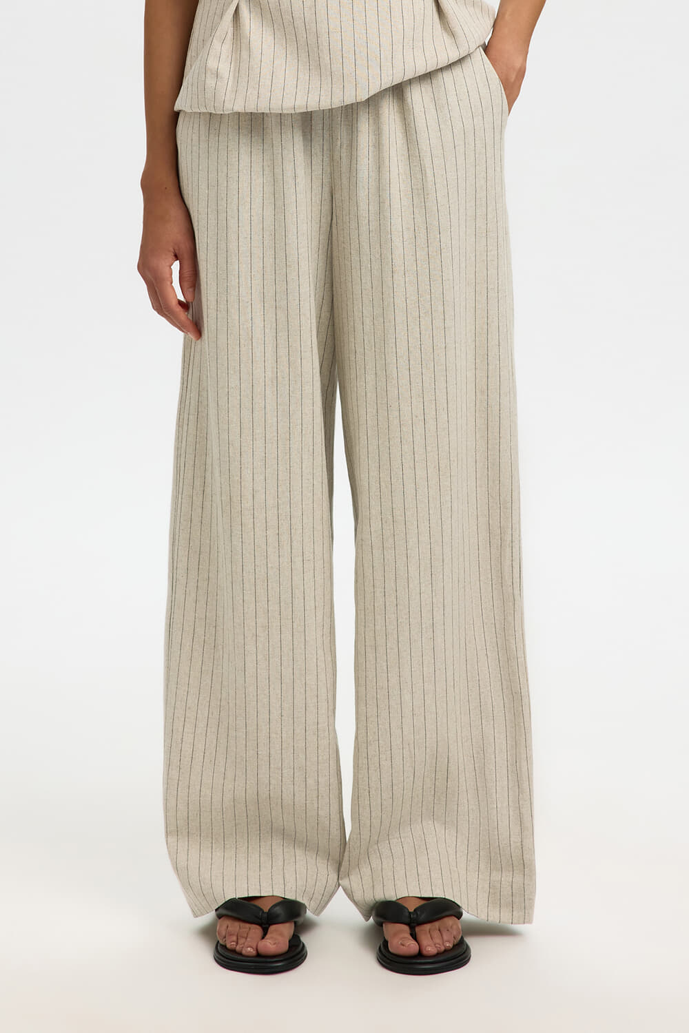 Selected Femme Pantalon Mariam Wide Linnen Blend Beige