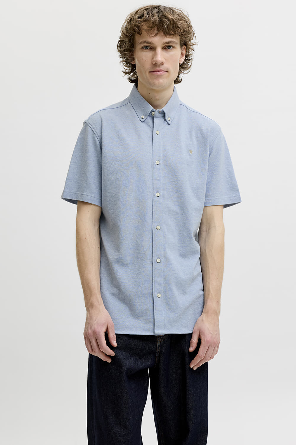 Jack & Jones JPRBLUBLAKE PIQUE DETAIL S/S SHIRT Blauw