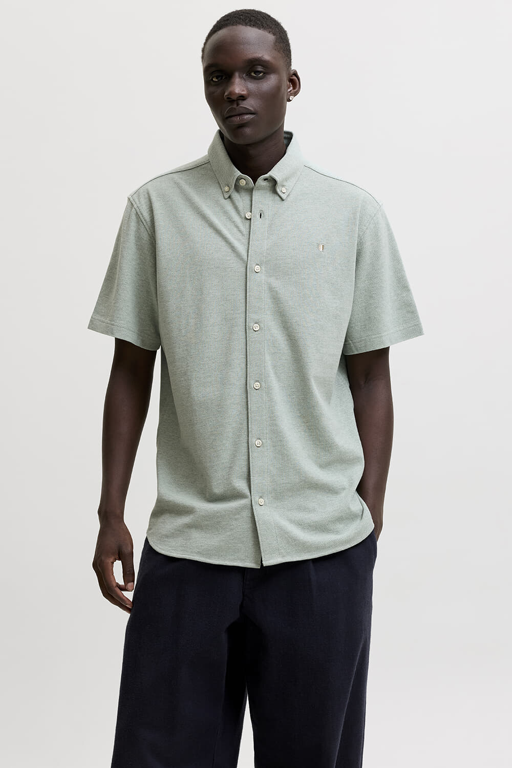Jack & Jones JPRBLUBLAKE PIQUE DETAIL S/S SHIRT Groen