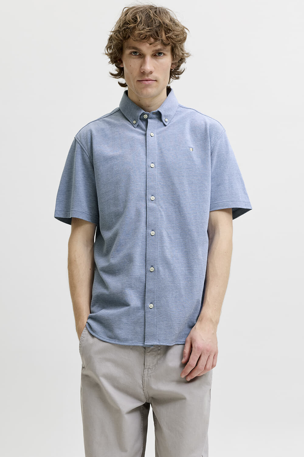 Jack & Jones JPRBLUBLAKE PIQUE DETAIL S/S SHIRT Hemelsblauw