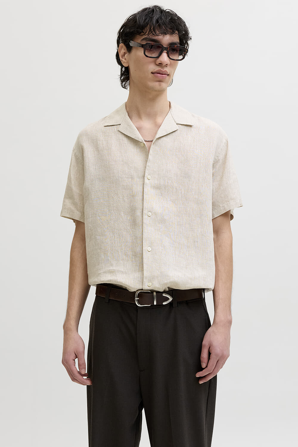 Jack & Jones Overhemd Linnen   Grijs
