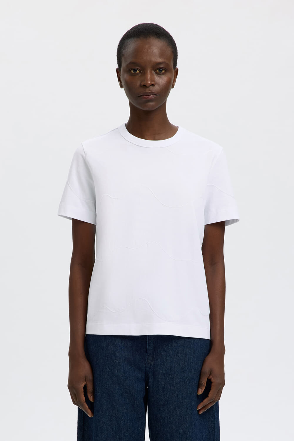 Selected Femme T-shirt Mila Embroidery Wit