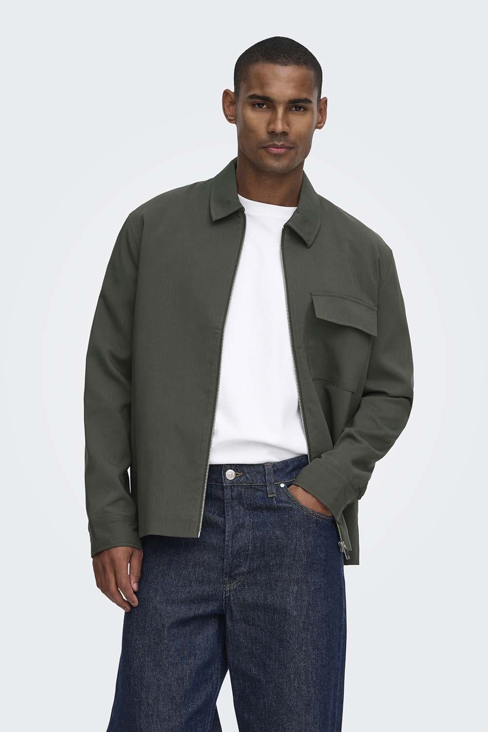 Only & Sons Overshirt Will Zip Groen