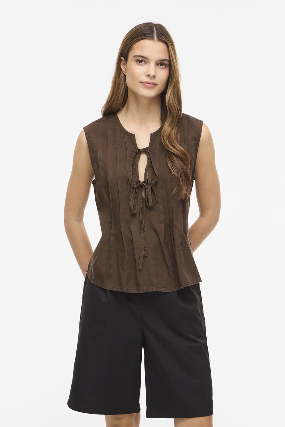 Vila VITEVIRA SL TIESTRING TOP Zwart