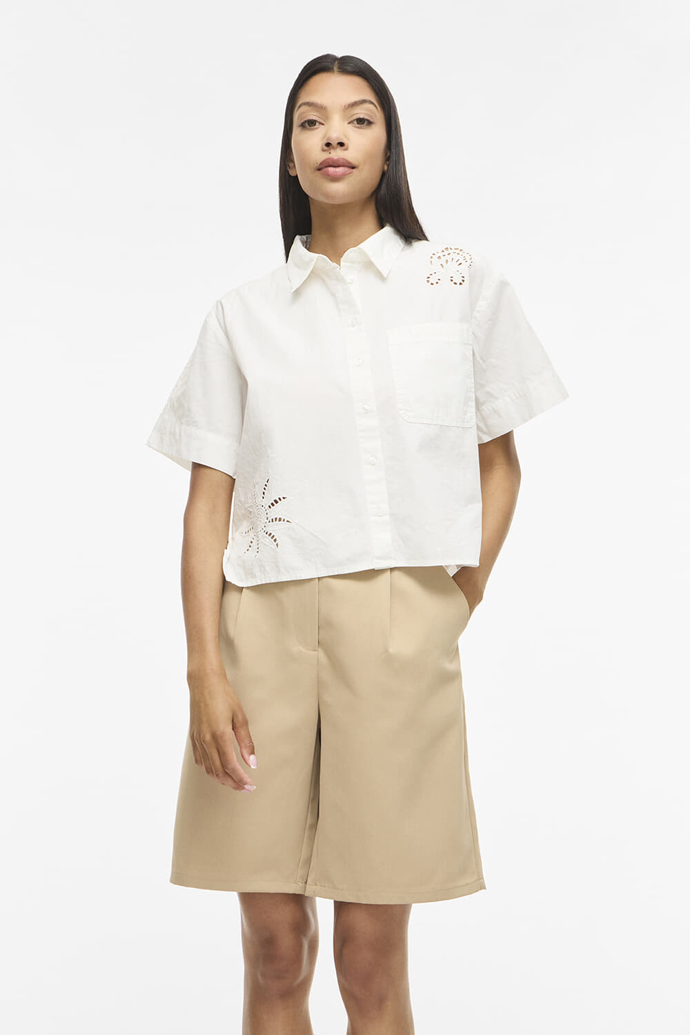 Vila VILAYKI 2/4 SHIRT/BFS Wit