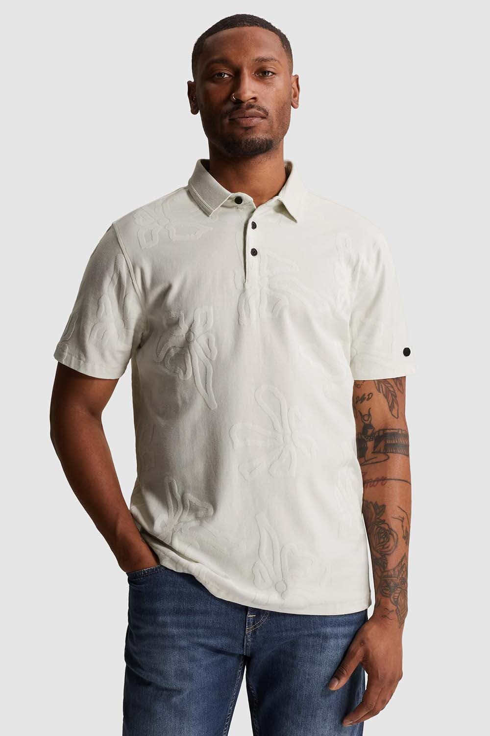 Cast Iron Polo Jaquard Regular fit Blauw