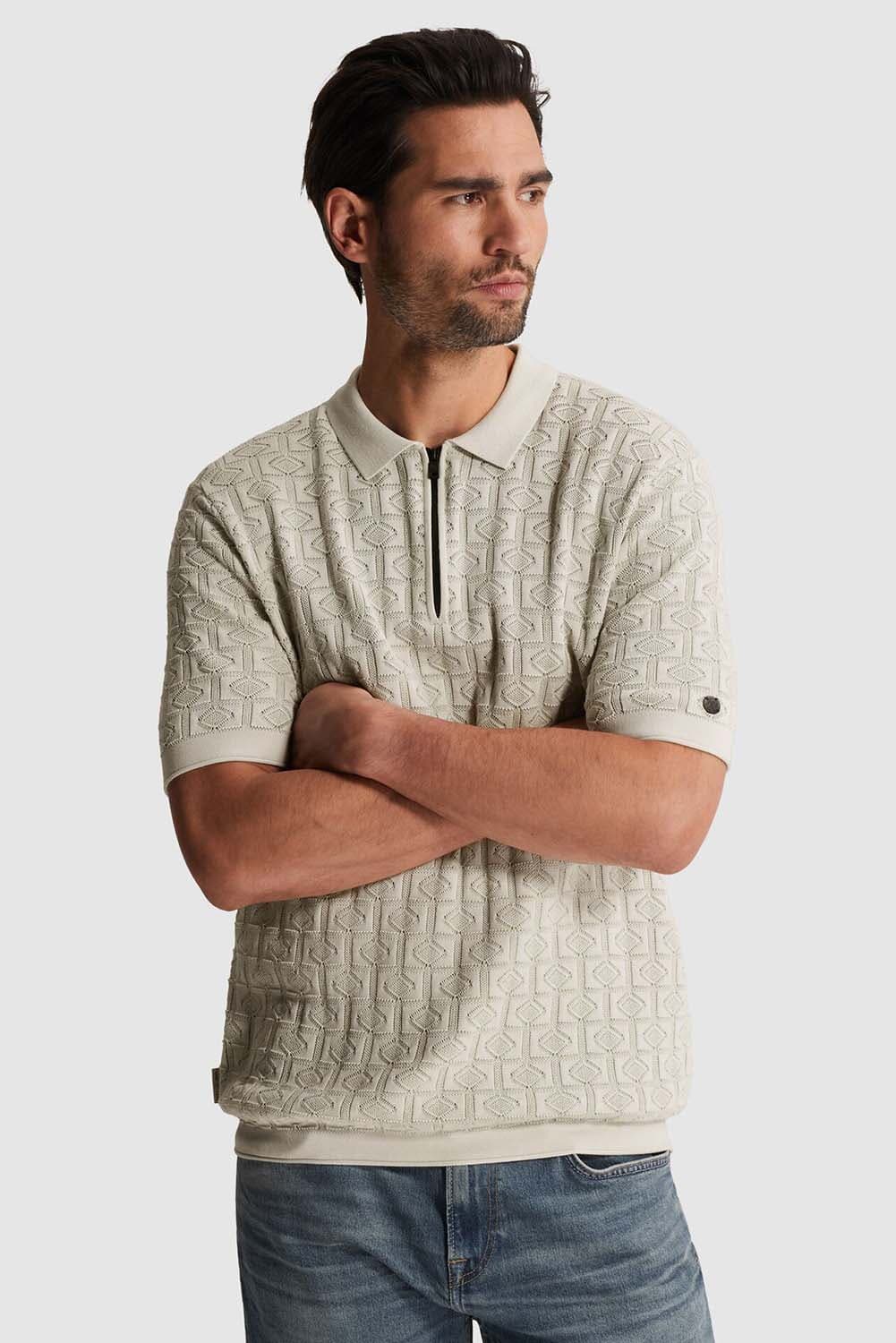 Cast Iron Polo Ajour regular fit  Grijs