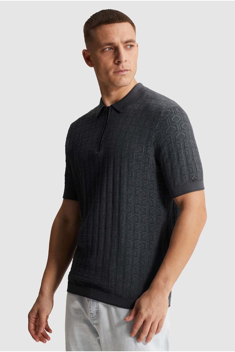 Cast Iron Polo Ajour regular fit  Grijs