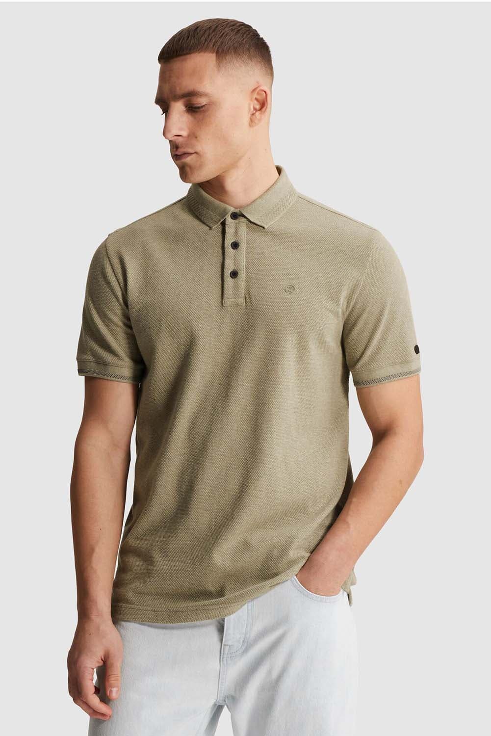 Cast Iron Polo Popcorn slim fit  Groen