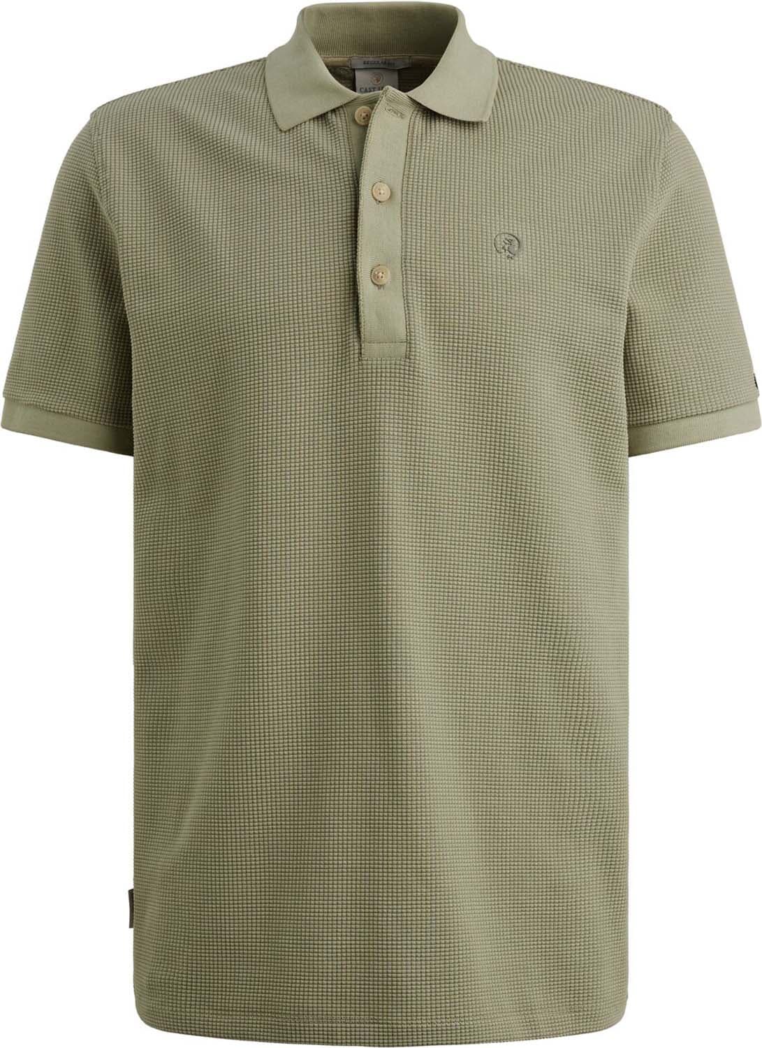 Cast Iron Polo Two Tone waffle regular fit Groen