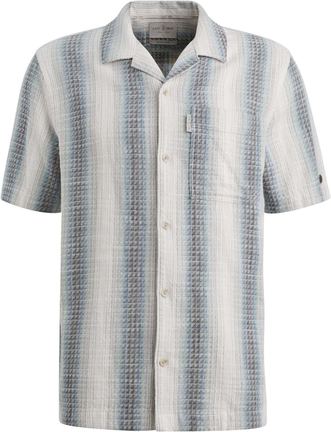 Cast Iron Overhemd Stripe Fancy Open Yarn dyed Blauw