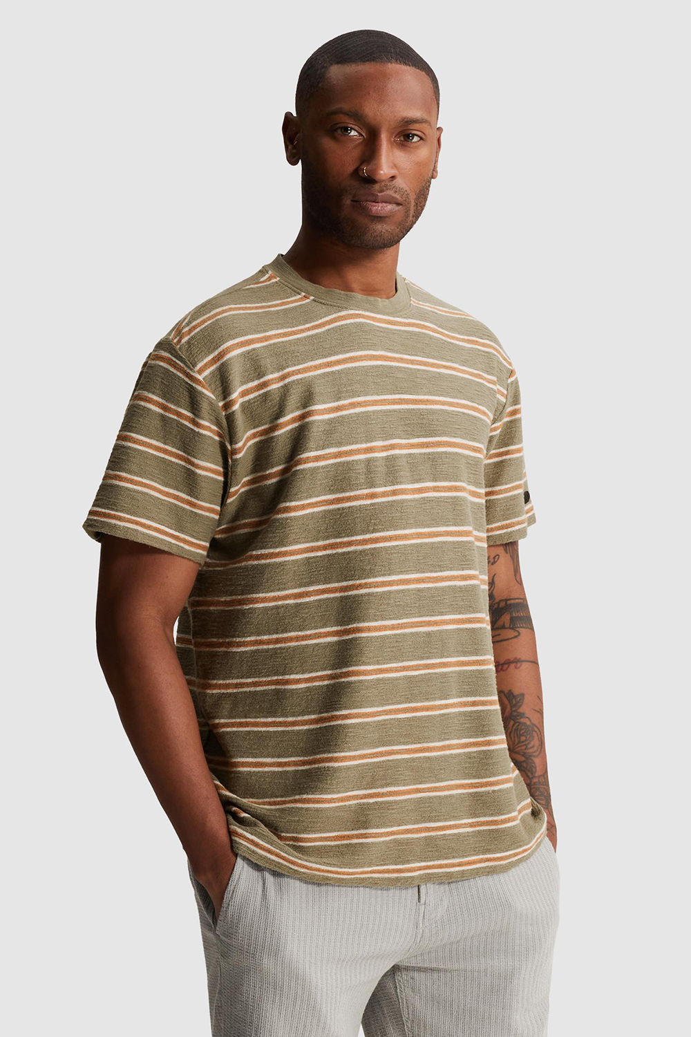 Cast Iron T-shirt relaxed fit  Groen