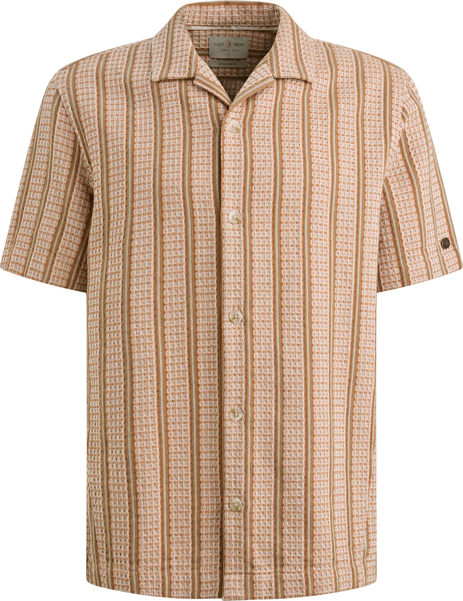 Cast Iron Overhemd Yarn dye stripe Beige