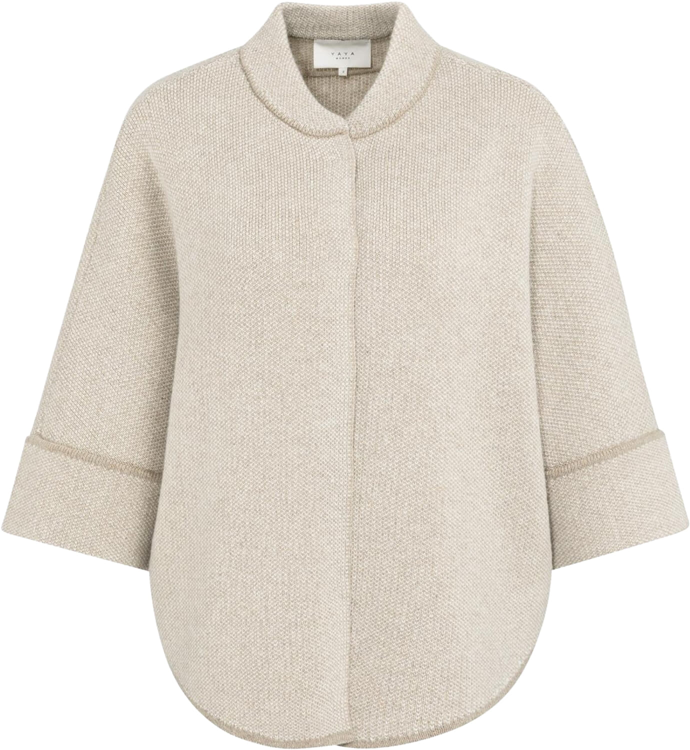 Yaya Poncho-vest met ronde zoom Kaki