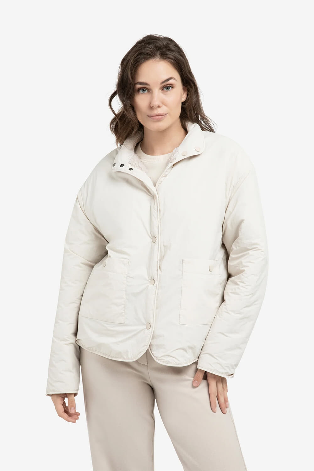 Yaya Teddy jack met nylon borstzak Grijs