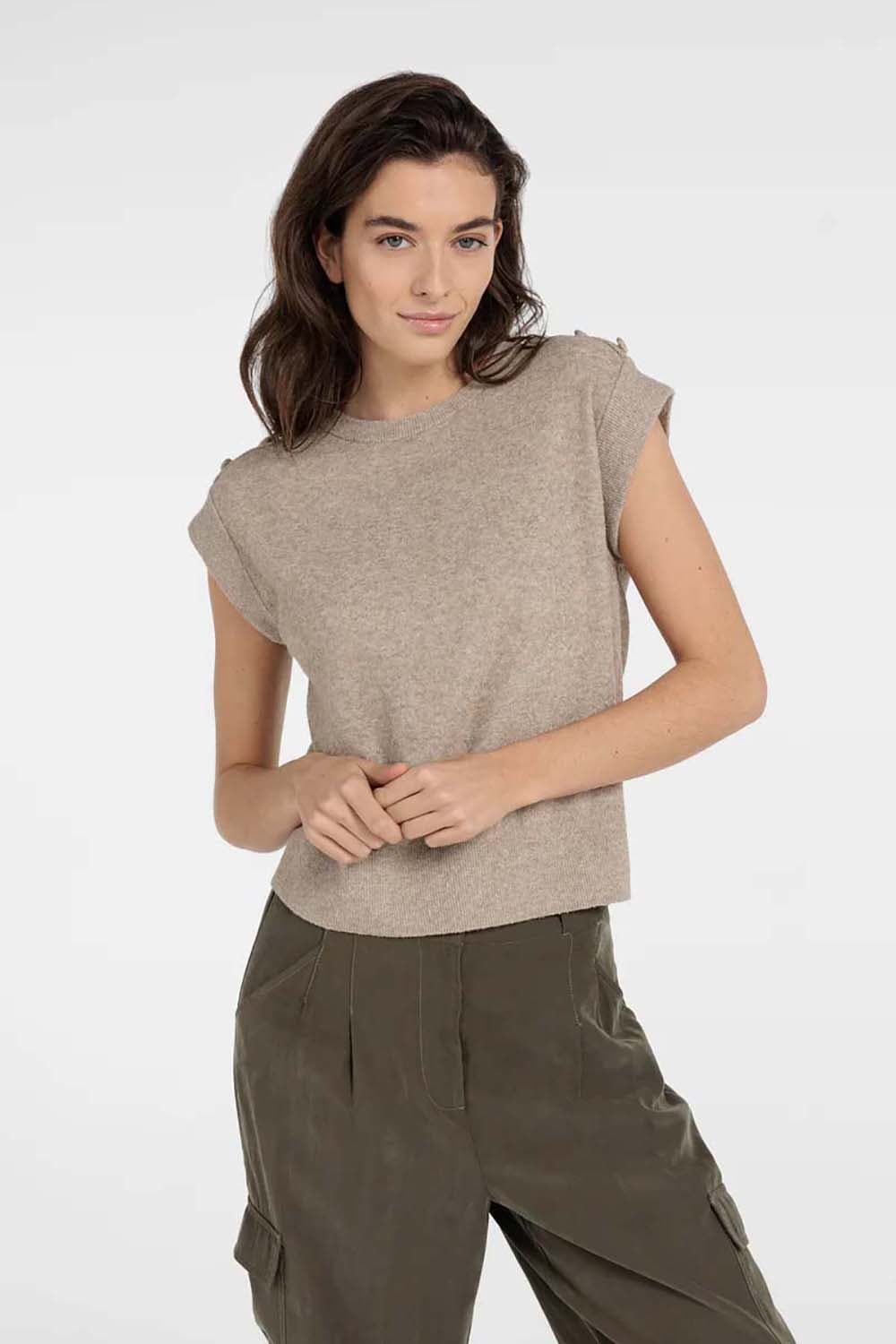 Yaya Towel knit sleeveless sweater Bruin